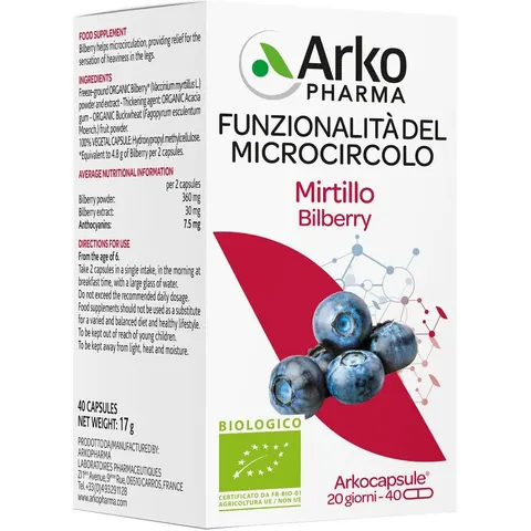 arkofarm Arkocapsule Mirtillo Microcircolo 40 Capsule – immagine 5