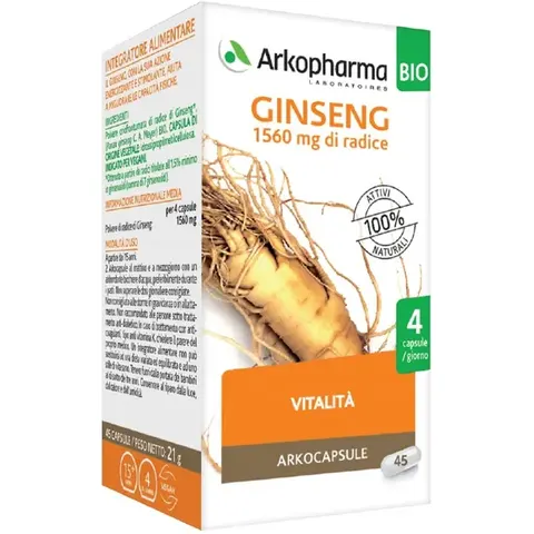 arkofarm Arkocapsule Ginseng 45capsule Bio – immagine 2