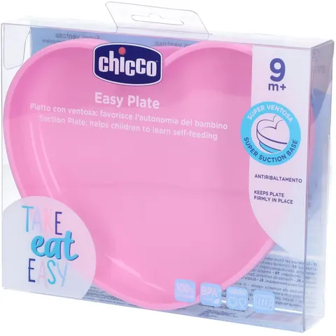 Chicco piatto cuore ventosa silicone rosa – immagine 2