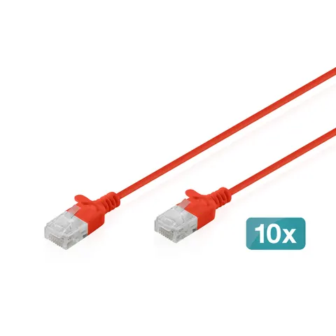 Digitus CAT 6 U-UTP Slim patch cable. 2 m. red. 10 pieces – image 2