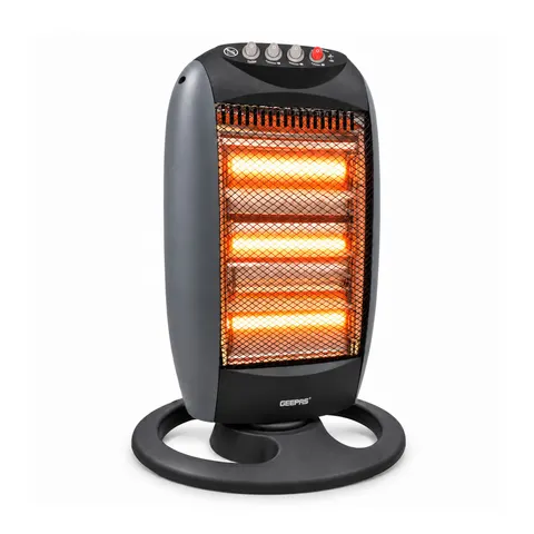 1200W Grey Oscillating Portable 3-Bar Halogen Heater – image 2