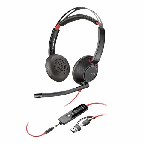 HP Poly Black wire 5220 USB-C 3.5mm Plug PC Headset - Black – image 3