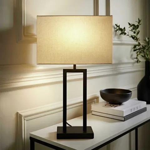 ValueLights Gloria Metal Double Stem Table Lamp With Rectangular Shade - Black – image 2