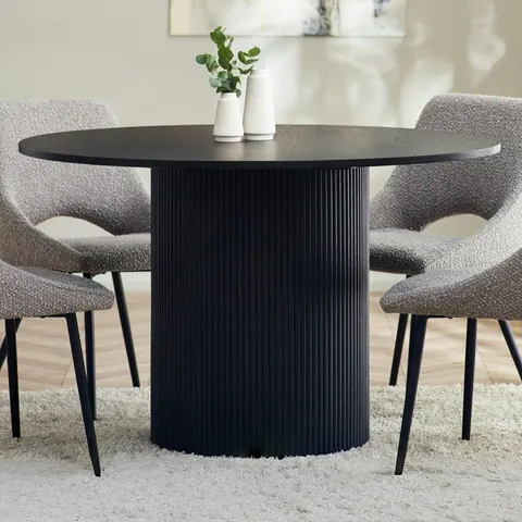 Louis Fluted Round Dining Table - Black – image 3
