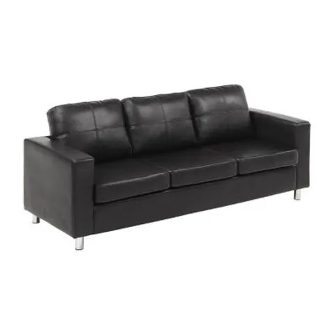 vente-unique.com Canapé fixe simili 3 places noir 196x77x75cm – image 2