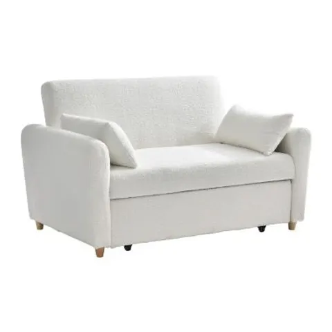 vente-unique.com Canapé convertible polyester 2 places blanc 140x86x87cm – image 2
