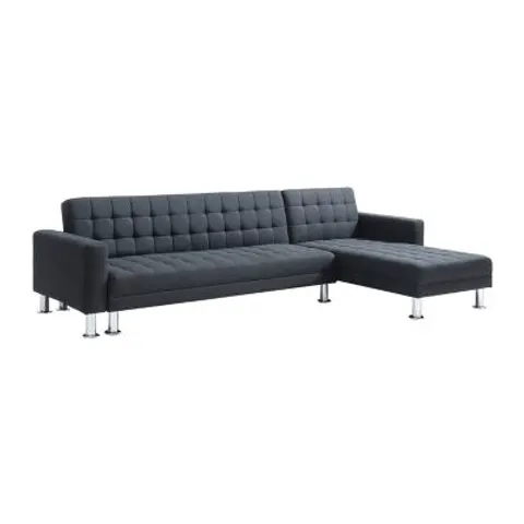 vente-unique.com Canapé d'angle polyester 5 places noir 290x79x173cm – image 2