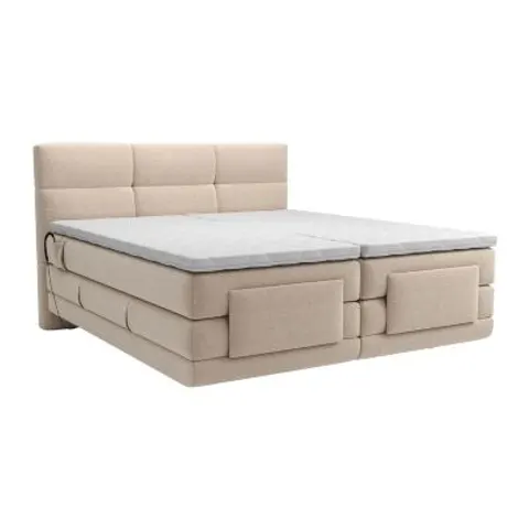 vente-unique.com Lit boxspring polyester beige 215x118x168cm – image 2