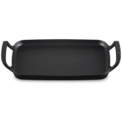 Le Creuset Cast Iron BBQ 40cm Satin Black Rectangular Griddle – image 2