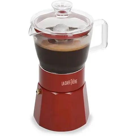 La Cafetiere Glass 6 Cup Espresso Maker Red – image 2