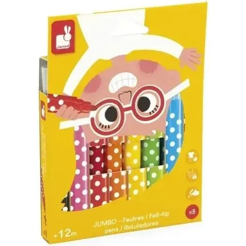 Janod Pennarelli lavabili Jumbo 8 pezzi – immagine 2