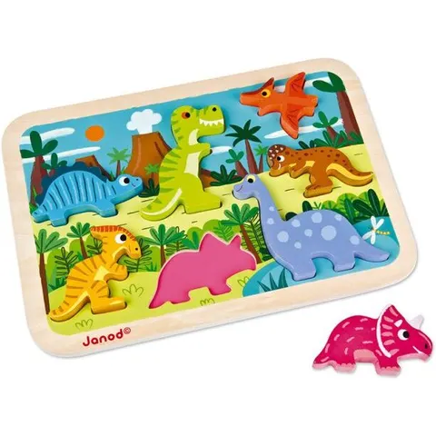 Janod Chunky Puzzle Dinosauri 7 pezzi (legno) – immagine 2