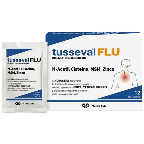 tusseval Flu Integratore Fluidificante 12 Bustine – immagine 3