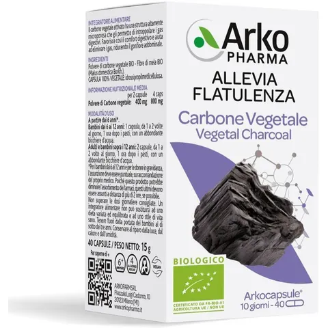 arkofarm Arkocapsule Carbone Vegetale Bio 40 Capsule – immagine 3