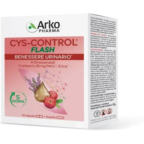 ARKOFARM Srl Arkopharma Cys-Control Flash, 10 capsule + 10 perle – immagine 5