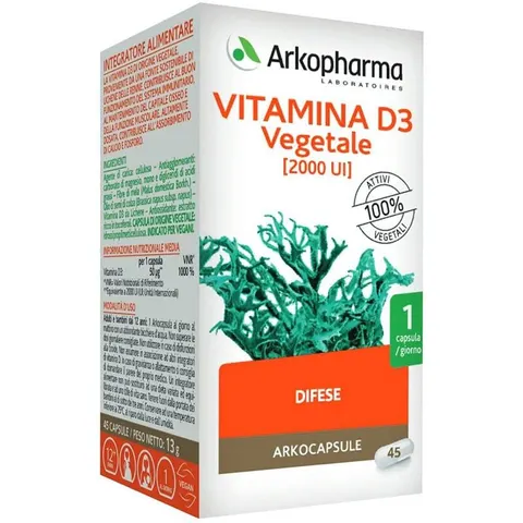ARKOFARM Srl Arkopharma Vitamina D3 Vegetale, 45 Capsule – immagine 3