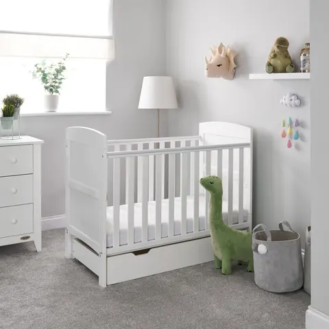 Obaby Grace Cot Bed, Cot Top Changer & Mattress - White – image 2