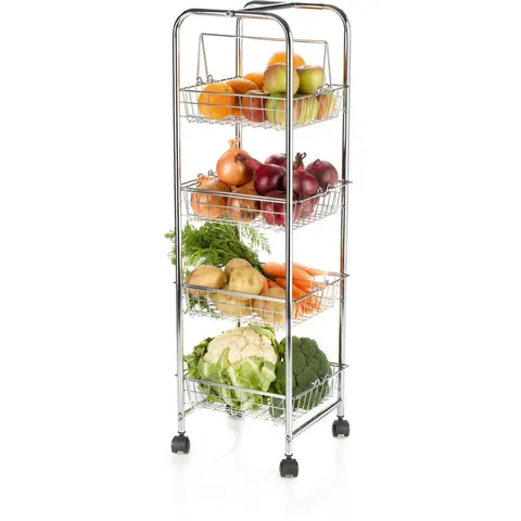 KitchenCraft Chrome Kitchen Trolley with 4 Removable Storage Baskets – image 2