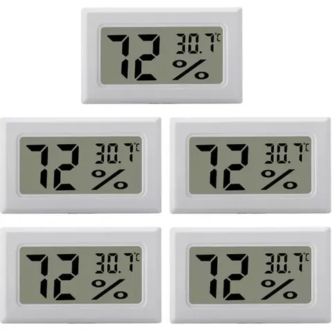 INF Mini-Digital-Hygrometer / Thermometer 5er-Pack Weiß – Bild 2