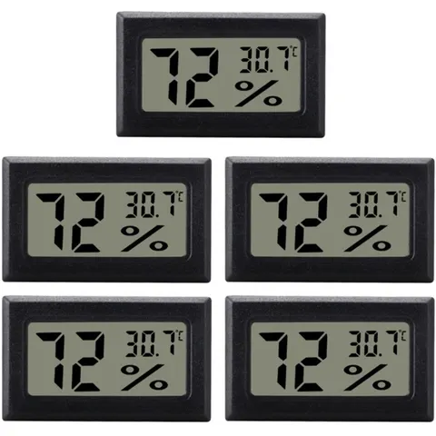 INF Mini-Digital-Hygrometer / Thermometer 5er-Pack Schwarz – Bild 2
