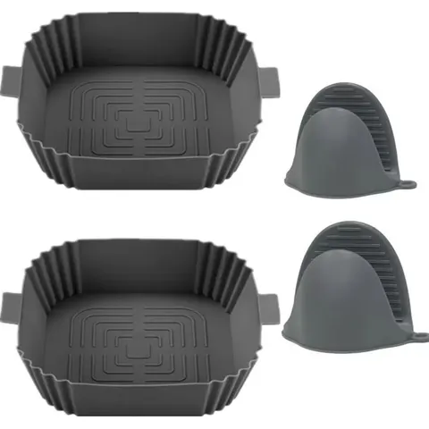 INF 2er-Pack Heißluftfritteusen-Silikontopf mit Handschuhen – Bild 2