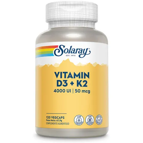 Solaray Vitamin D3 + K2 120 Capsules – image 2