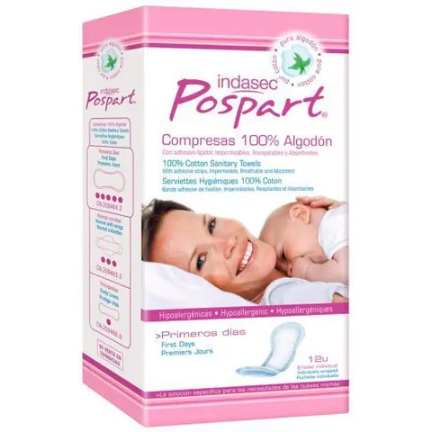 Indasec Postpart Cotton Compresses First Days 12 units – image 2