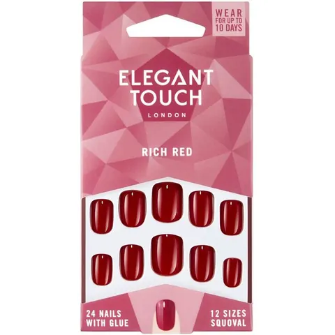 Elegant Touch Rich Red False Nails 24 units – image 2