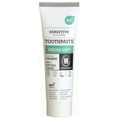 URTEKRAM Fluoride Free Sensitive Tooth Paste Strong Mint – image 2