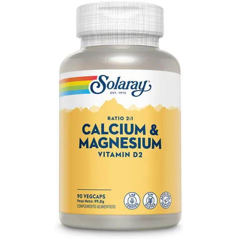 Solaray Calcium and Magnesium 90 Vegetable Capsules – image 2