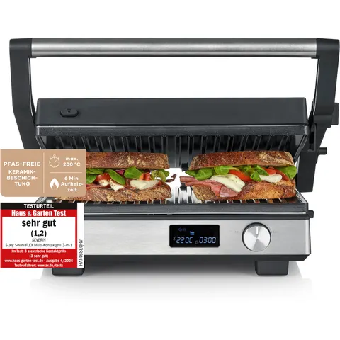Severin 2380 Kontaktgrill Schwarz, Silber – Bild 3
