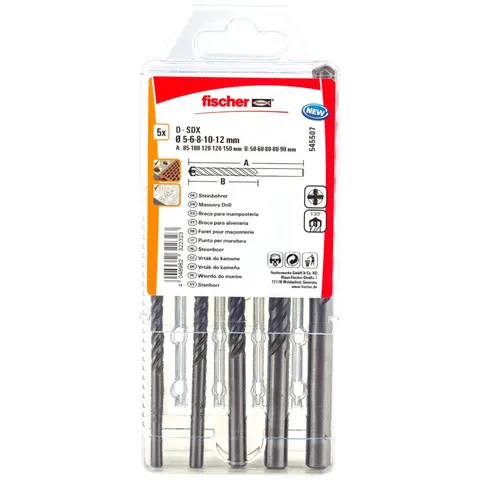 Fischer Steinbohrer D-SDX SET (5,6,8,10,12) – Bild 2