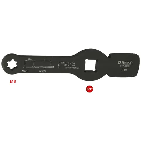 KS Tools 3/4 Schlag-TX-E-Schlüssel mit 2 Schlagflächen, E18 – Bild 2