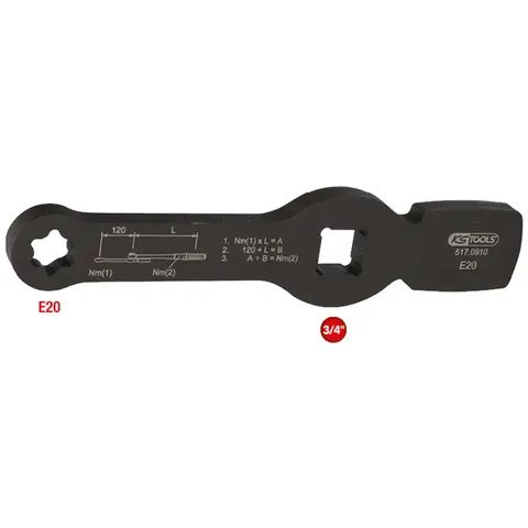 KS Tools 3/4 Schlag-TX-E-Schlüssel mit 2 Schlagflächen, E20 – Bild 2
