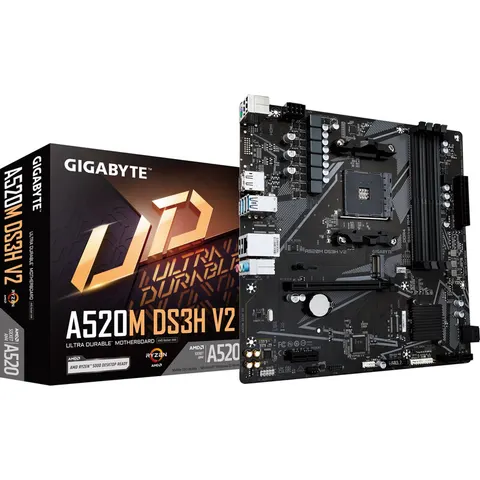 GIGABYTE A520M DS3H V2 Mainboard – Schwarz – Bild 2