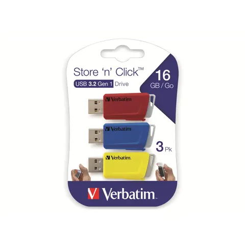 VERBATIM USB-Stick Click, 16 GB, 3er Pack – Bild 3