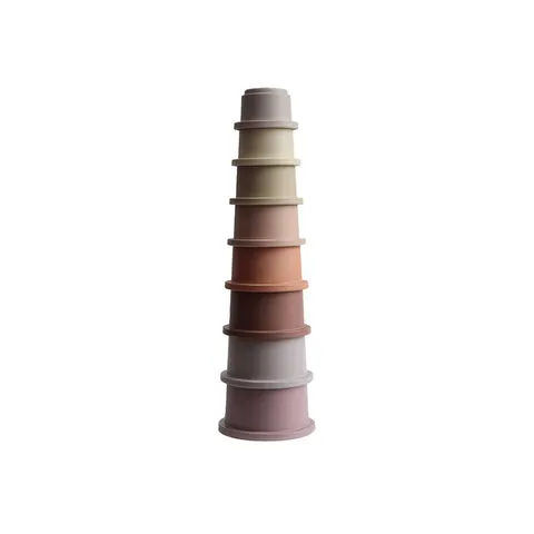 Mushie Stacking Cups Toy - Petal – Natural,Multicoloured – image 2