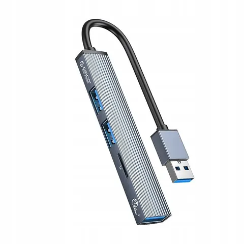 Orico Hub Usb-a 5Gbps 3 USB-A, microSD, alu – zdjęcie 2