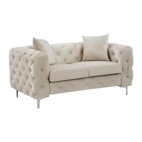 vente-unique.com Canapé fixe polyester 2 places beige} Beige 162x76x91cm – image 2