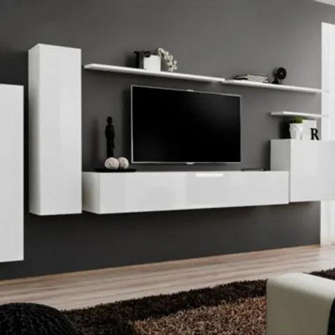Meuble TV Mural Design "Switch I" 330cm Blanc – image 2