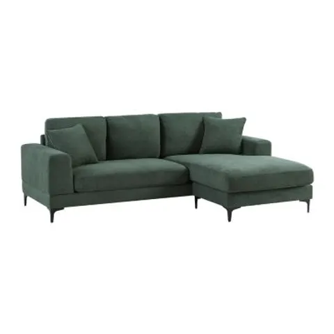 vente-unique.com Canapé d'angle polyester 4 places vert 227x82x153cm – image 2