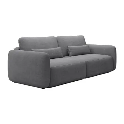 vente-unique.com Canapé convertible polyester 3 places gris 238x87x103cm – image 2