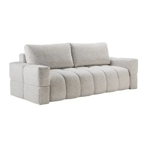 vente-unique.com Canapé convertible polyester 3 places gris clair} Gris 252x107x107cm – image 2