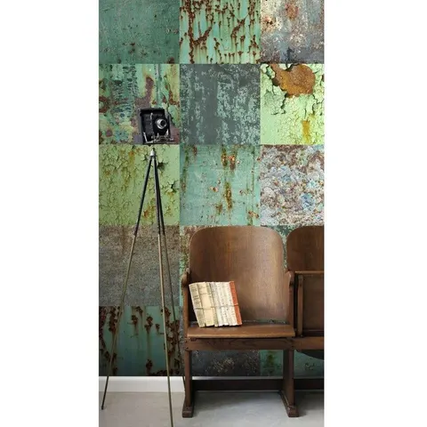 Esta Fotomurale Patchwork, verde mare e marrone 138X279 cm – immagine 2