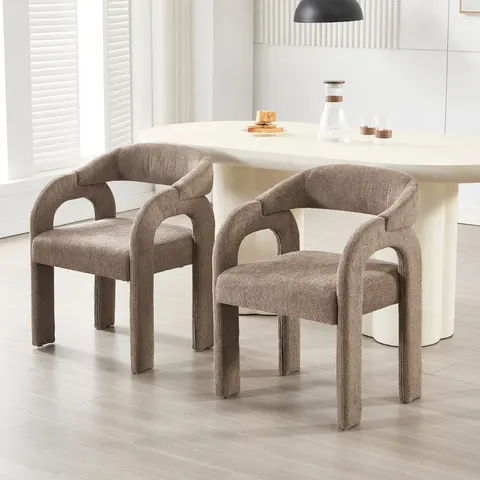 Latitude Run Solid Wood Frame Accent Dining Chair with Irregular Geometric Design Side Chair Armchair for Dining Room/Living Room Brown/Brown 77cm H X 57cm W X  – image 2