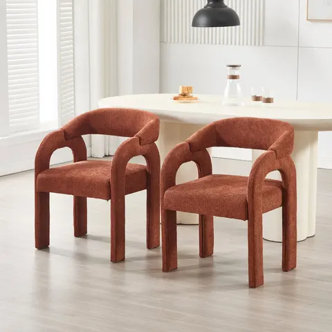 Latitude Run Solid Wood Frame Accent Dining Chair with Irregular Geometric Design Side Chair Armchair for Dining Room/Living Room Orange/Orange 77cm H X 57cm W  – image 2
