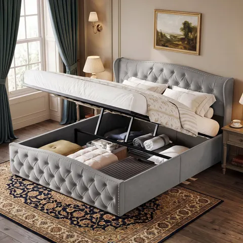 Metro Lift Up Storage Bed Frame Grey Small Double (4') – image 2