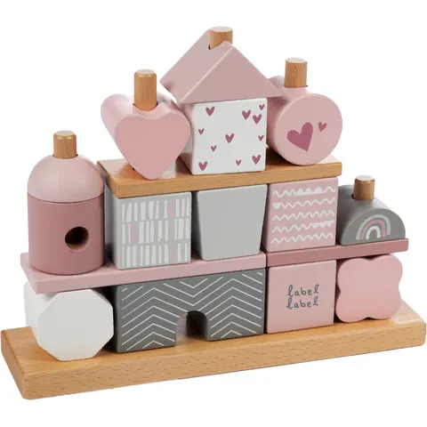 Label Casita Bloques Apilables de Madera - Rosa – imagen 2