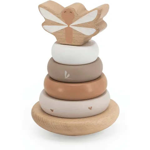 Label Torre de Anillos Apilables de Madera - Beige – imagen 2