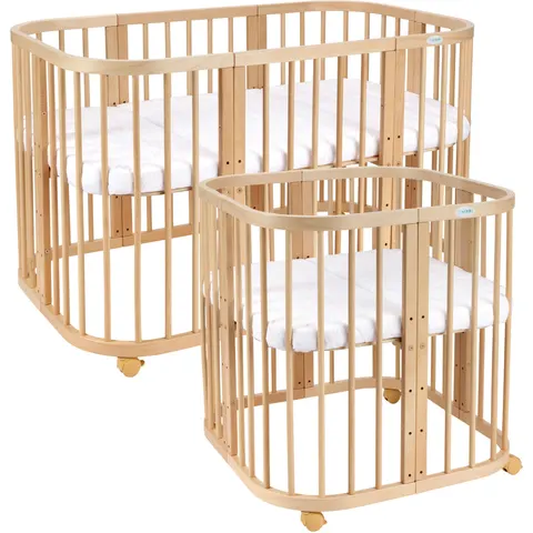Waldin Cuna Evolutiva Rectangular 7 en 1 con Colchón - Natural – imagen 2